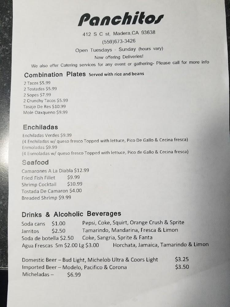 Panchitos Mexican Food Menu image 1